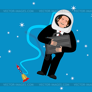 Businessman in space. Business astronaut. Boss - vector image