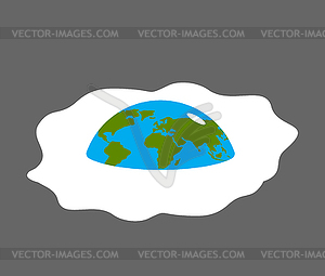 Earth fried egg. Planet is scrambled eggs. Politica - vector image