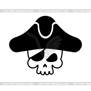 Pirate skull logo. head of skeleton and sabers. - vector image