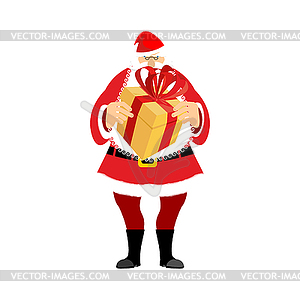 Santa Claus and gift box. Christmas and New Year - vector clipart