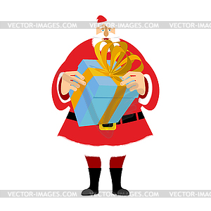 Santa Claus and gift box. Christmas and New Year - vector image