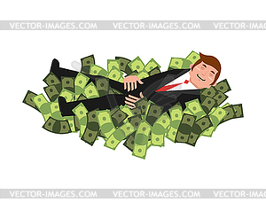 Lucky Businessman and money. Business consultant. - vector clipart