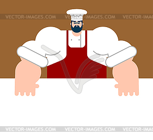 Chef and table. Template for restaurant - vector image