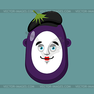 Eggplant mime avatar. Purple vegetable pantomime - vector clipart