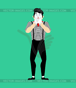 Mime OMG. fear pantomime. dread mimic - vector clipart