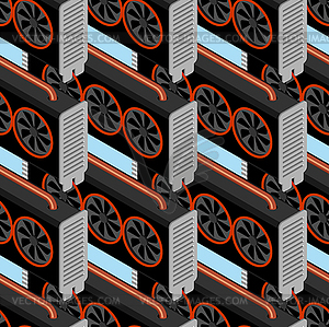 Mining farm seamless pattern. Mining rig GPU - vector clip art