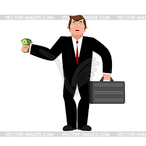 Businessman and money. Buyer with suitcase - royalty-free vector image