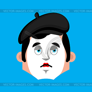 Mime sad emotion avatar. pantomime sorrowful - vector image