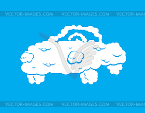 Cloud car . auto of clouds. Heavenly transport - vector clipart