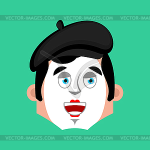 Mime happy emotion avatar. pantomime merry emoji. - vector clipart