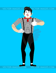 Mime winks and thumb up. Happy pantomime. Merry - vector clipart