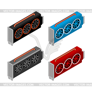 Набор мини-видеокарты. Шахтер GPU. Технологии - изображение в векторе / векторный клипарт