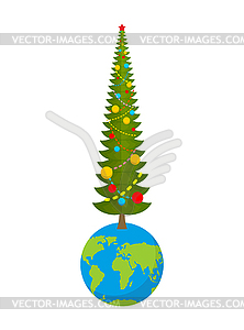 Christmas on Earth. New year on planet. big - vector clip art