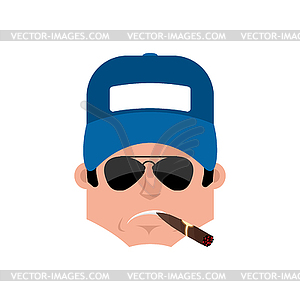 Plumber Serious emotion avatar. fitter with cigar - vector image