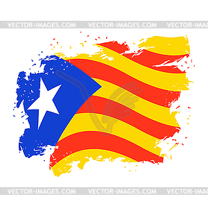 Catalonia flag grunge style. Brush and drops. - vector clipart