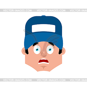 Plumber scared emotion avatar. Fitter fear emoji. - vector image