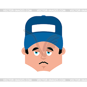 Plumber sad emotion avatar. Fitter sorrowful emoji - vector image