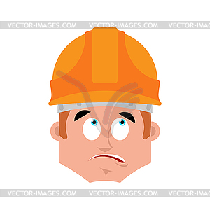 Builder surprised emotion avatar. Worker in - vector clip art