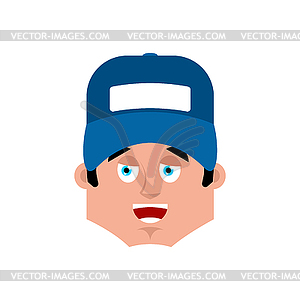 Plumber Happy emotion avatar. fitter merry emoji - vector clipart