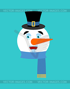 Snowman happy emotion avatar. Merry emoji face. - vector clip art