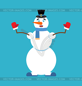 Snowman happy and merry emoji. New Year and - vector clipart