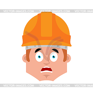 Builder scared emotion avatar. Worker in - vector EPS clipart
