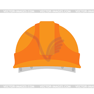 Builder Orange protective helmet. Serviceman hat. - vector image