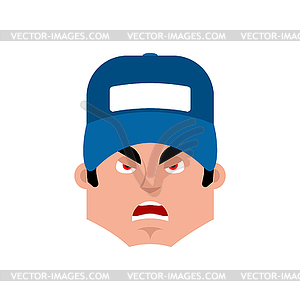 Plumber angry emotion avatar. fitter evil emoji - vector clipart