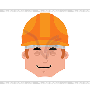 Builder sleep emotion avatar. Worker in protective - vector EPS clipart