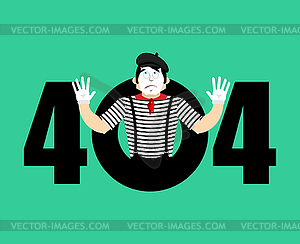 Error 404 Mime surprise. Page not found template fo - vector clipart