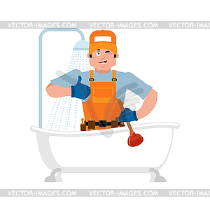Plumber and bath service. Repair and maintenance - vector image