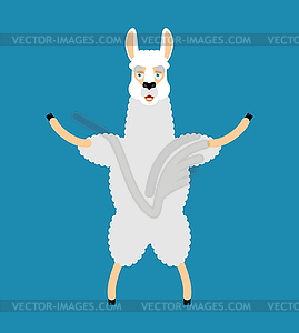 Lama Alpaca happy. Animal merryl emoji - vector image