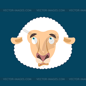 Sheep was confused avatar of emotions. Ewe is - vector clipart