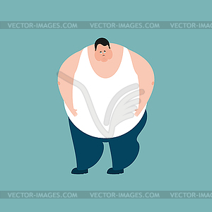 Fat sad emotions. Stout guy sorrowful . illustrat - vector clipart