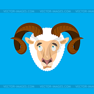 Ram confused emoji face avatar. Sheep is perplexed - vector image