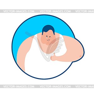 Fat thumbs up and winks emoji. Stout guy happy - vector clipart