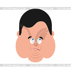 Fat confused emoji face avatar Stout guy is - vector clipart / vector image