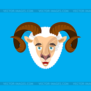 Ram happy face emotion avatar. Sheep merryl emoji. - vector clip art