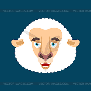 Sheep happy emotion face avatar. Ewe merryl emoji. - vector clip art