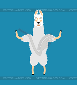 Lama Alpaca was confused emotions. Animal is - vector clipart