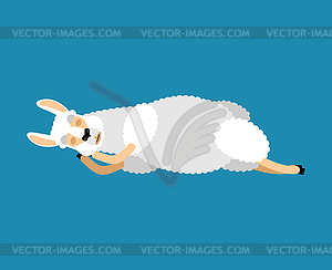 Lama Alpaca sleeping. Animal asleep emoji - vector image