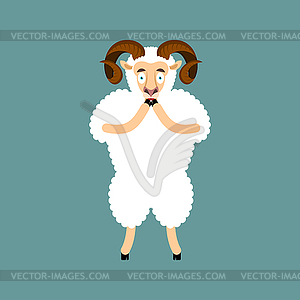 Ram OMG. sheep Oh my God emoji. Frightened Farm - vector image