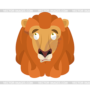 Lion confused emoji face avatar. Wild animal is - vector image