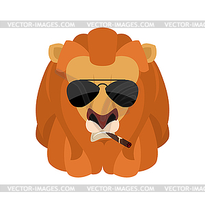 Lion Cool serious avatar of emotions. Wild animal - vector image