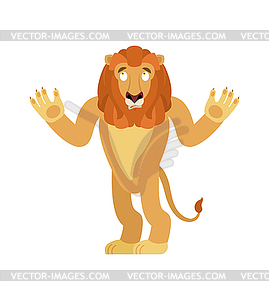 Lion confused emoji. Wild animal is perplexed - vector clipart / vector image