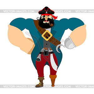 Angry strong pirate. Powerful big buccaneer - vector clipart / vector image