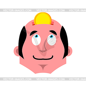 Head of piggy bank. Businessman and coin. Business - vector image