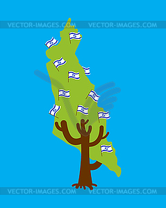 Patriotic tree Israel map. Israeli flag. National - vector clip art