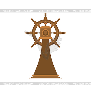 Ship Steering wheel on stand . Ship part. illustr - vector clipart / vector image