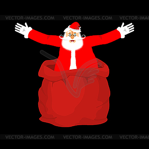 Santa Claus of open red bag. Christmas and New - vector image